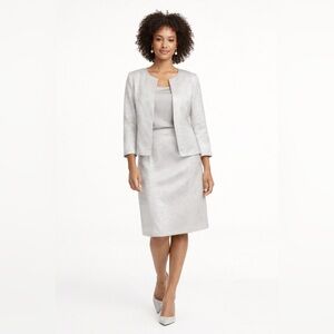 LAFAYETTE 148 New York Silver Skirt Suit Set | Mother of the Bride Wedding Guest